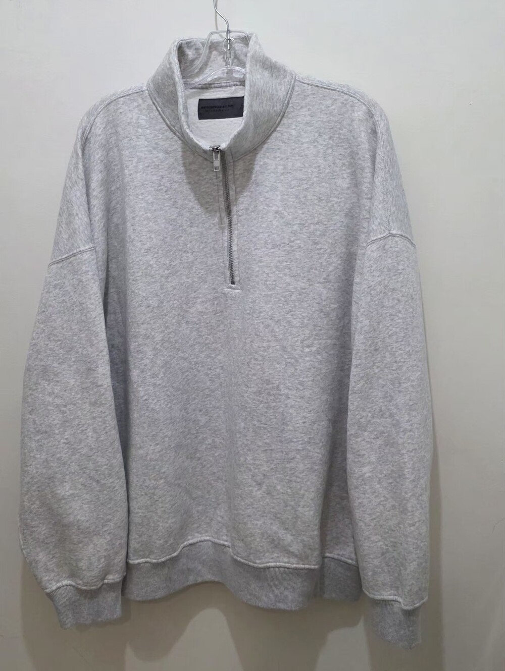 Abercrombie & Fitch Soft A&F Essentials Men's Half Zip Sweatshirt XL Light Gray